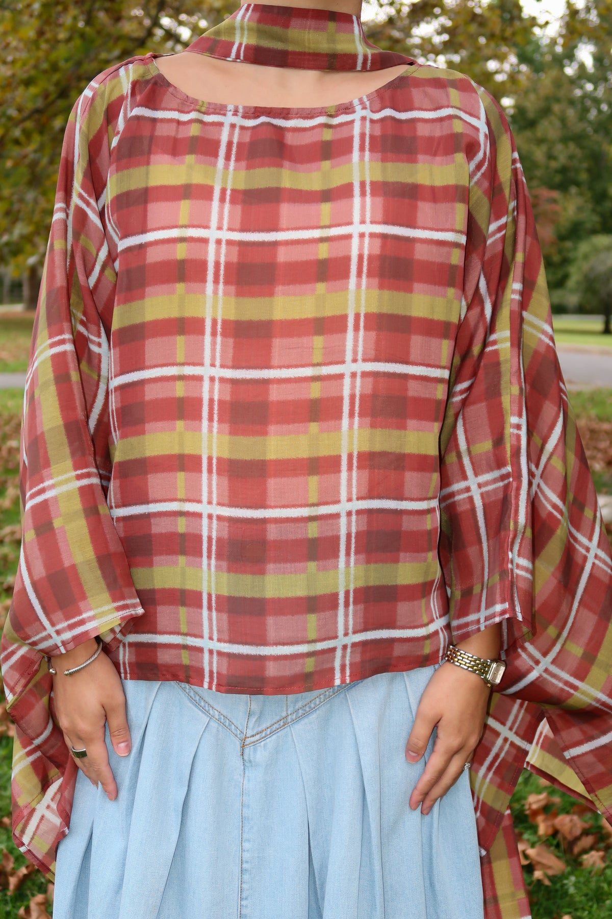 Windsor Plaid Poncho Top