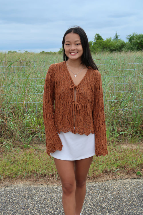 Cinnamon Twist Tie Cardigan