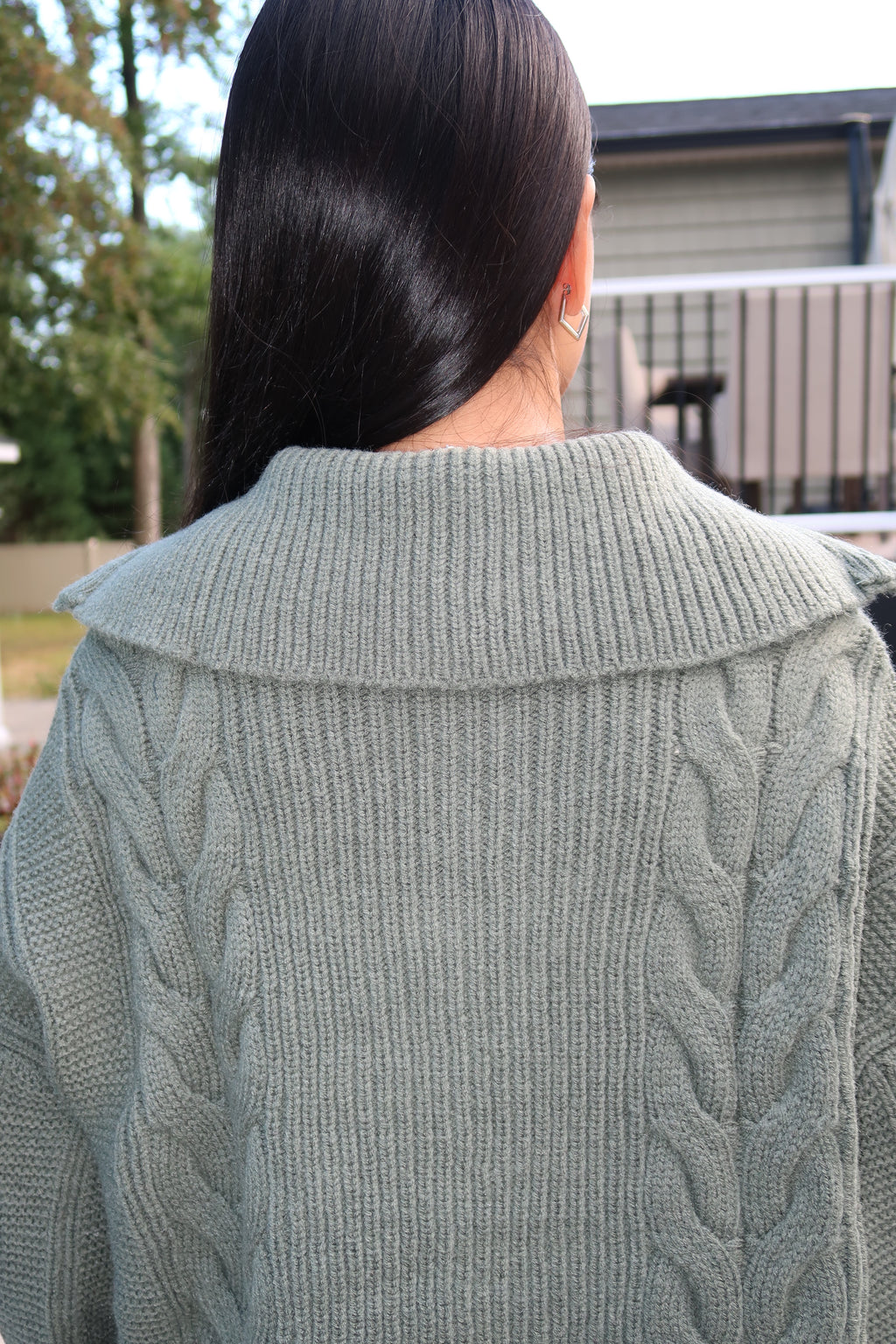 Sage Cable Knit Half-Zip