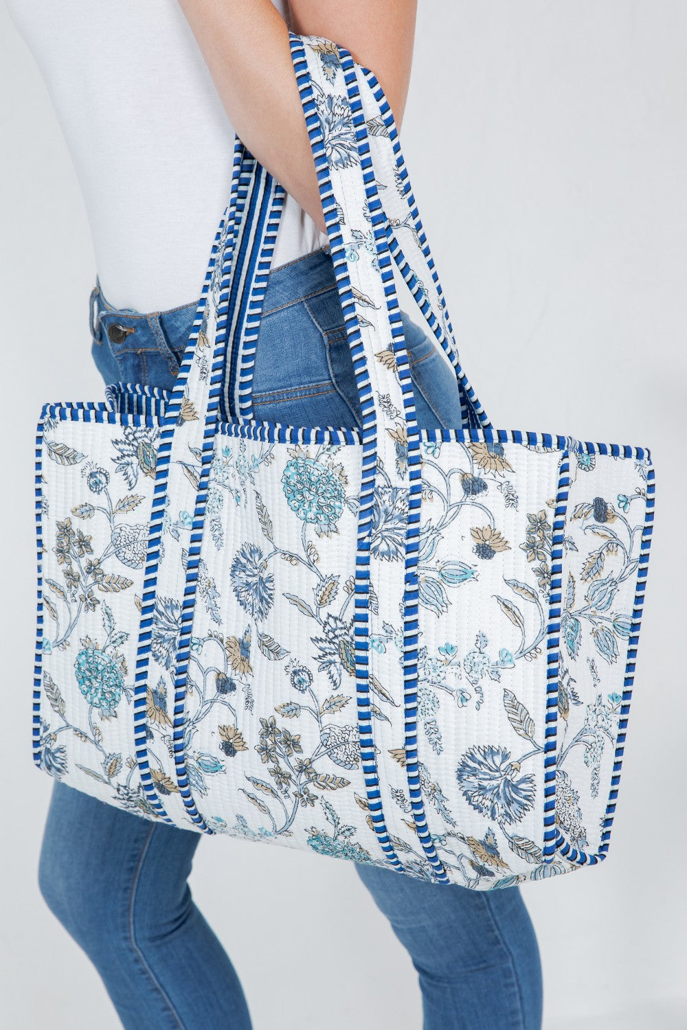 Ocean Bloom Reversible Quilted Tote